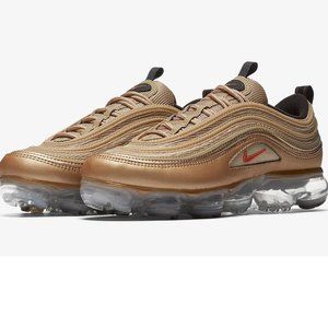 WMNS NIKE AIR VAPORMAX 97 METALLIC GOLD BLUR-CORAL